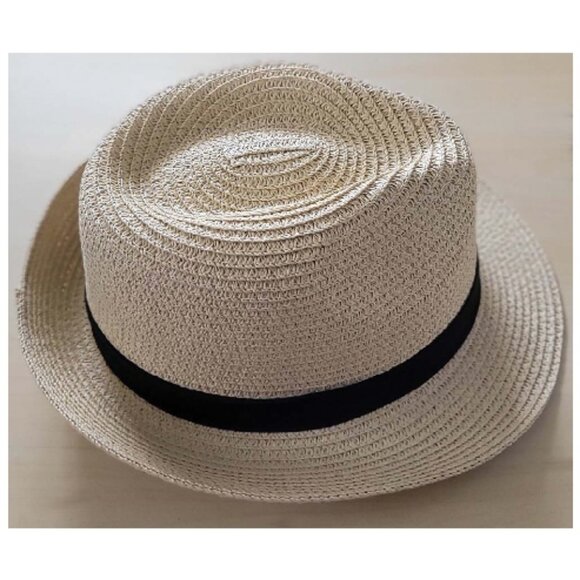 NWOT Sz M/L Panama Hat w Black Band & Adjustable / Removable Chin Strap - Picture 2 of 6